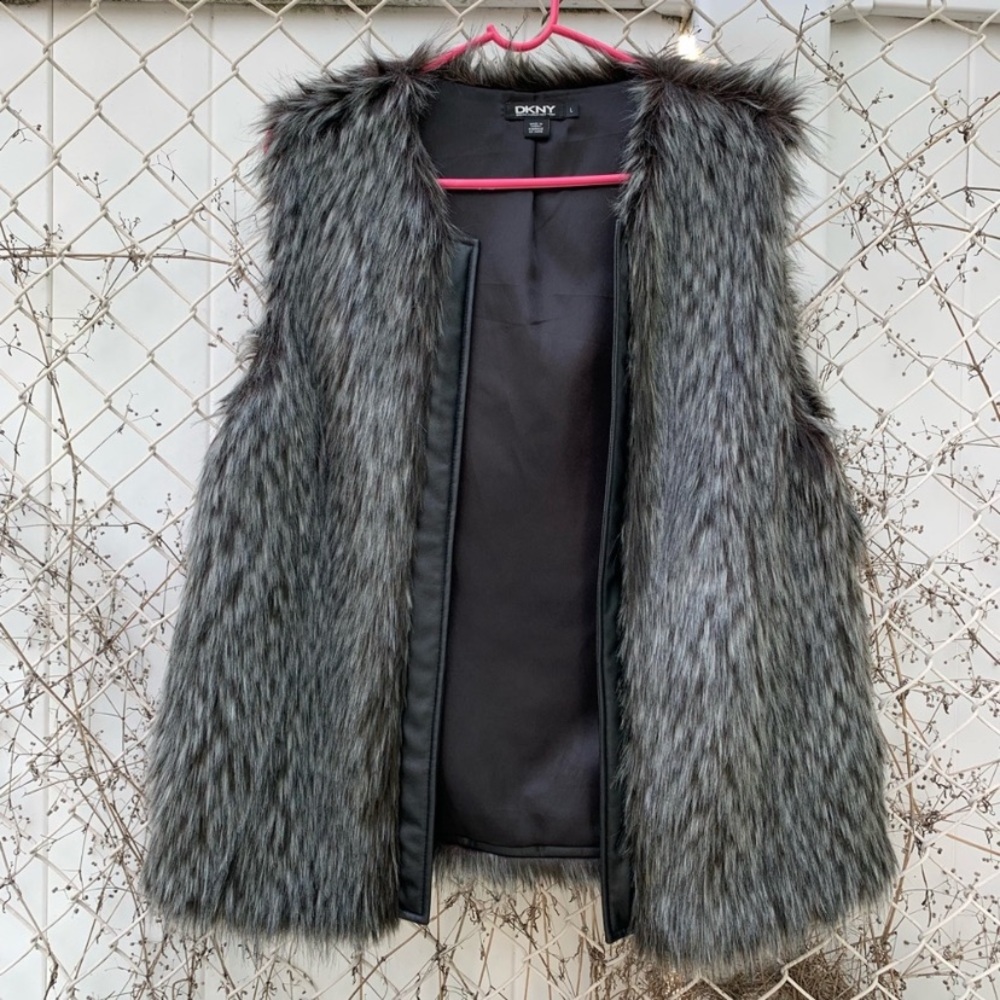 DKNY faux fur vest